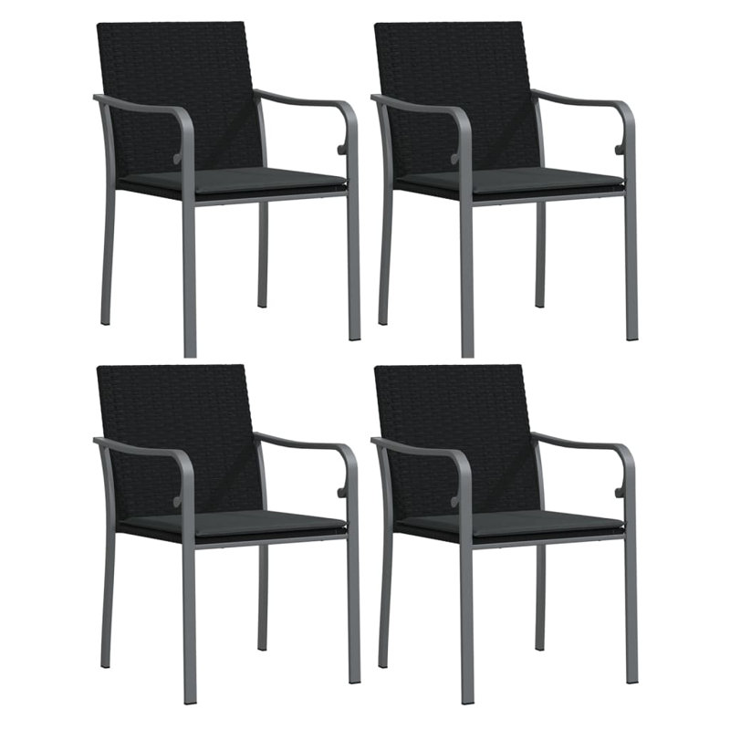 Chaises de patio avec coussins en rotin de polyester 22 po x 23,2 po x 33,1 po, gris, Noir / gris clair