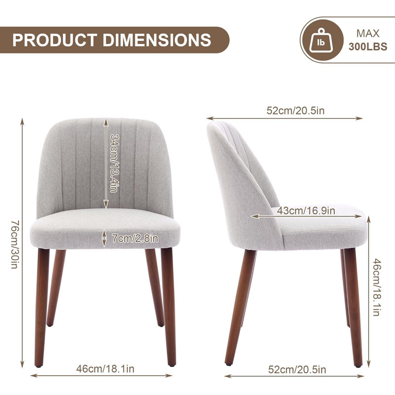 Upholstered Dining Chair, Gray, 8, Gray