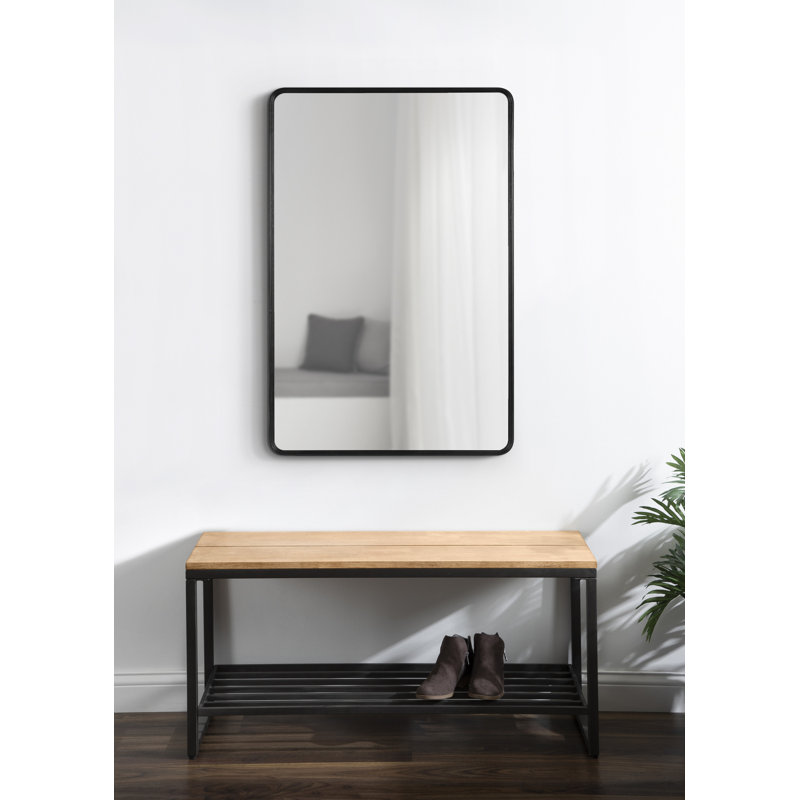 Caskill Framed Radius Rectangle Wall Mirror, 36" x 24", Black