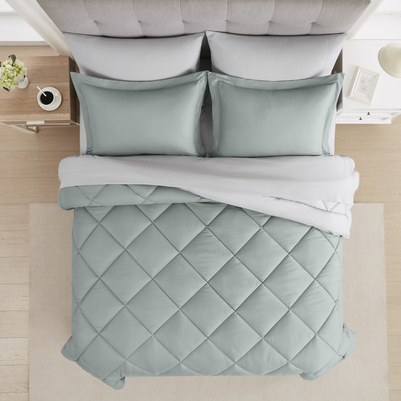 Dusty Sage Queen Microfiber 7-Piece Reversible Bed in a Bag Set