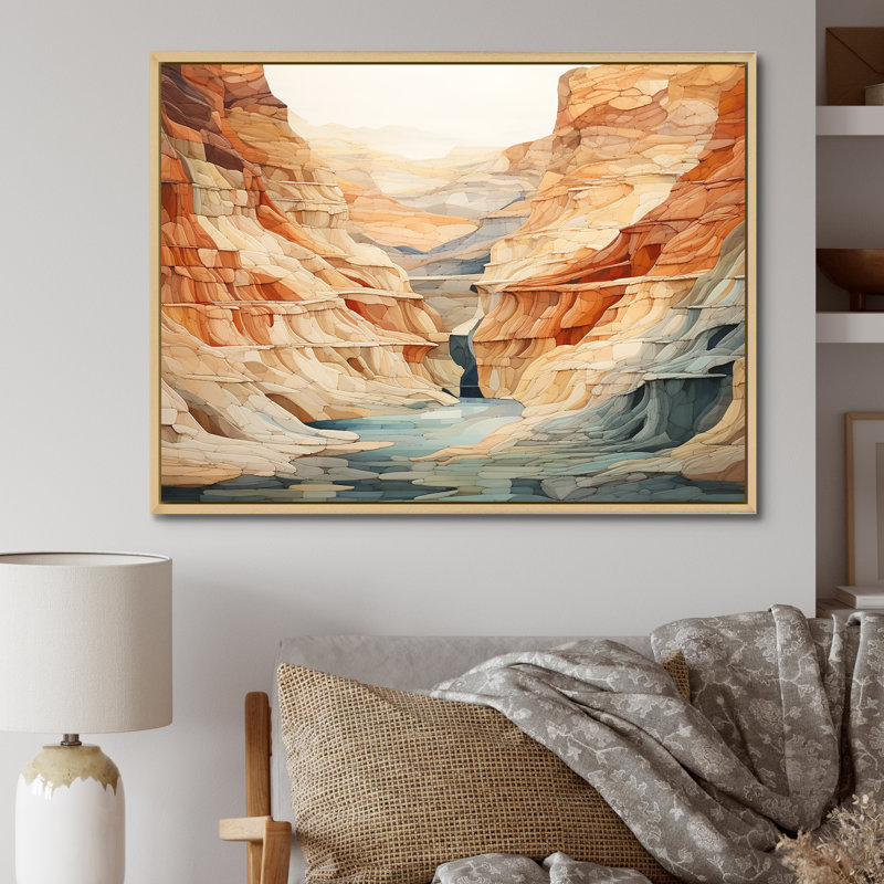 Minimalisme dans un canyon, impression sur toile, 12" H x 20" W, Cadre naturel flottant