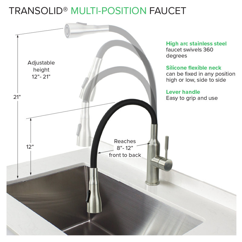 Flexible Multi-Function Faucet Single-Hole Laundry Faucet, Brushed Nickel/Black