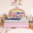 Wood Frame Full Size Upholstered Rainbow Design Bed With Storage Drawer-1010876002