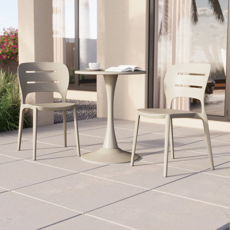 Ensemble de 2 chaises de patio empilables, 2, Beige