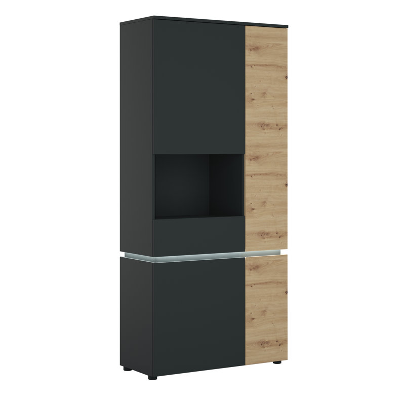 Bobbye Display Cabinet, Oak/Grey, Left