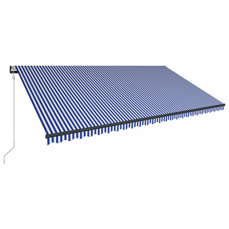Dakota Fields 6cm W x 3cm D Polyester Blue/White Cover Motorised Retractable Patio Awning