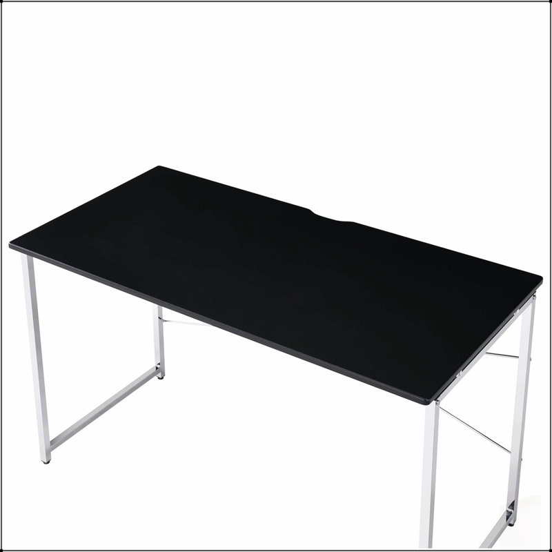 Bureau d'écriture rectangulaire moderne avec cadre en métal durable et surface de travail spacieuse, parfait pour la maison ou le bureau.