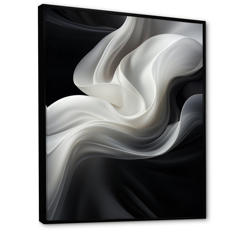 «White Black Abstract Turbulence - Wind Turbines», art sur toile, H 44 po x l 34 po x P 1,5 po, Cadre flottant noir