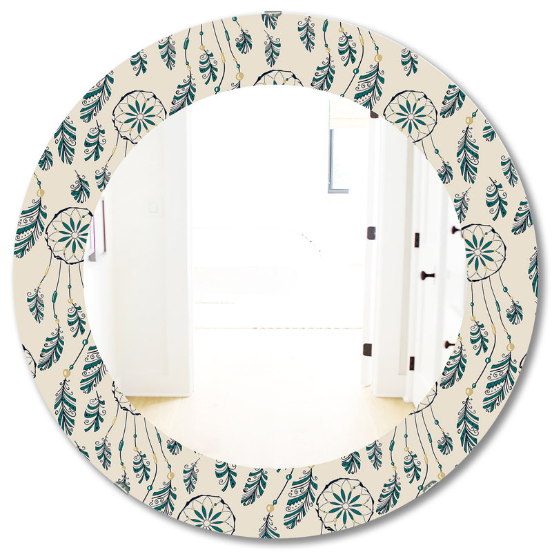 Plumes 24 - Miroir bohémien et éclectique, H 31,5 po x l po