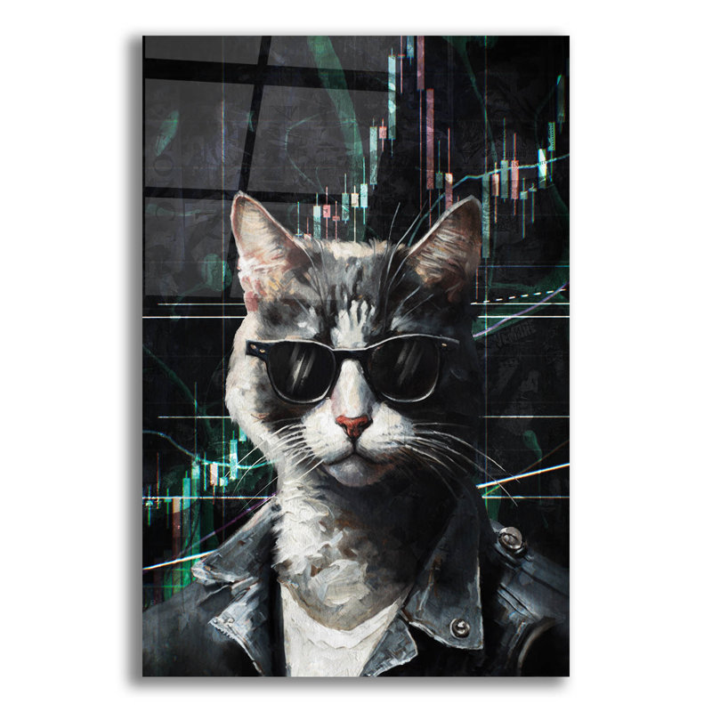 «Crypto Cat» par Svetlana Aleynikova, art mural en verre acrylique, H 16 po x l 12 po x P 0,13 po
