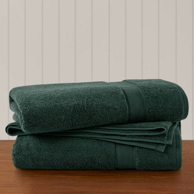 800 GSM Dark Green 100% Cotton 2-Piece 34x68'' Bath Sheet Set