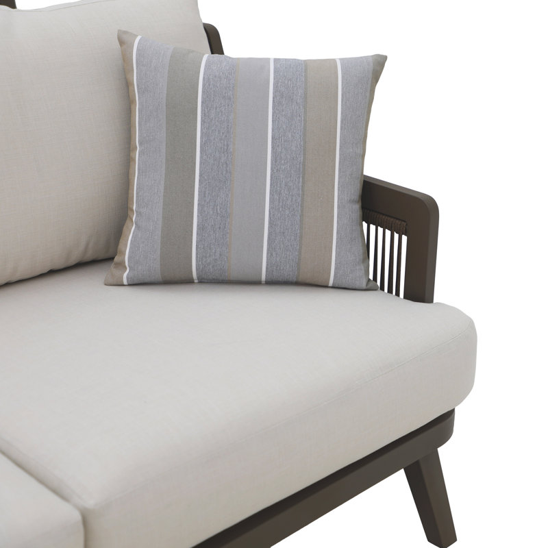 Canapé de patio en métal et polyester avec 2 coussins décoratifs Ludovic