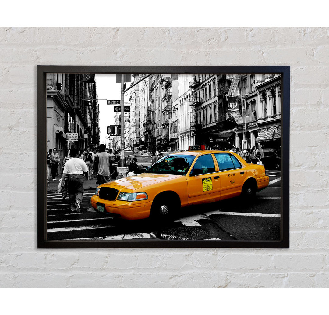 New York City Yellow Cab Crossing - Einzelbildrahmen Kunstdrucke auf Leinwand