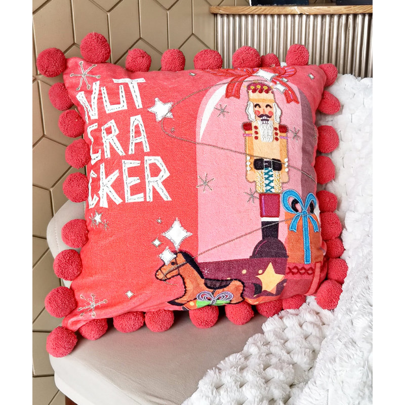 Coussin de Noël Vibhsa, Carré 20 po, Noël rouge