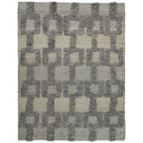 Tic Tac Flatweave Wool Geometric Area Rug in Charcoal/Beige