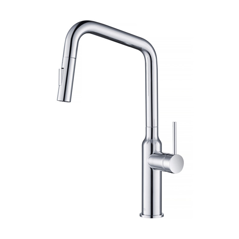 Robinet de cuisine à poignée simple avec accessoires Macon, Chrome chrome, Sans distributeur de savon