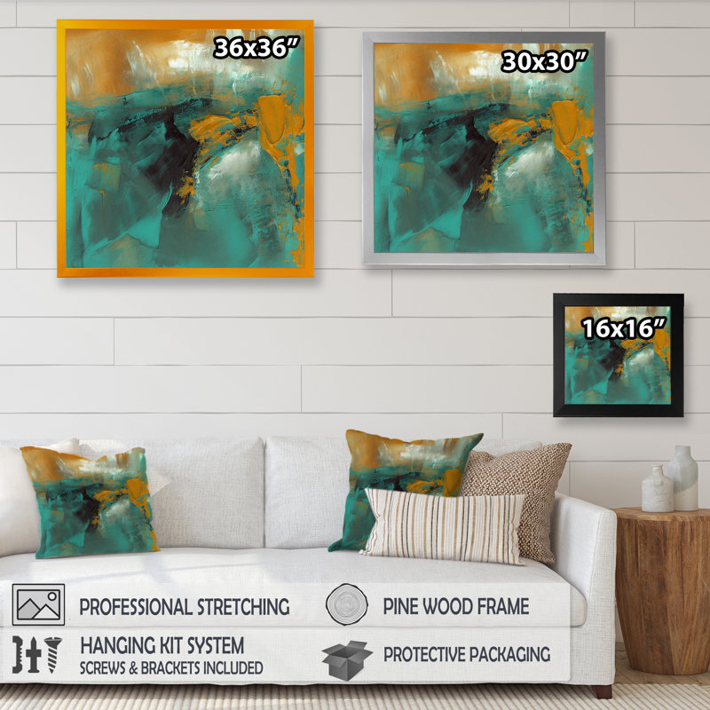 Teal Balance II - imprimé, Impression noire sur toile encadrée, H 16 po x l 16 po x P 1 po