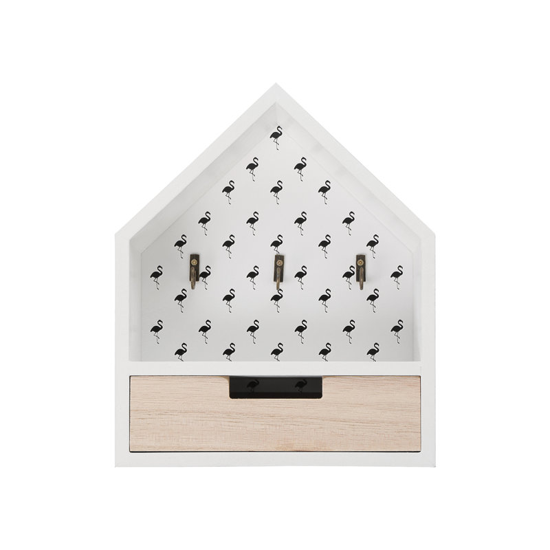 MDF Wood Wall Organizer with Key Hooks