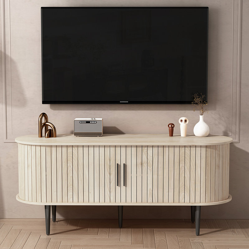 Meuble télé 47 po avec armoire moderne, Bois naturel
