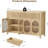55" Large Sideboard Buffet Cabinet with Storage and 2 Fluted Drawer Front, Buffet Table Coffee Bar Storage Cabinet with 4 Glass Doors for Dining Room, Living Room, Kitchen (Natural)
