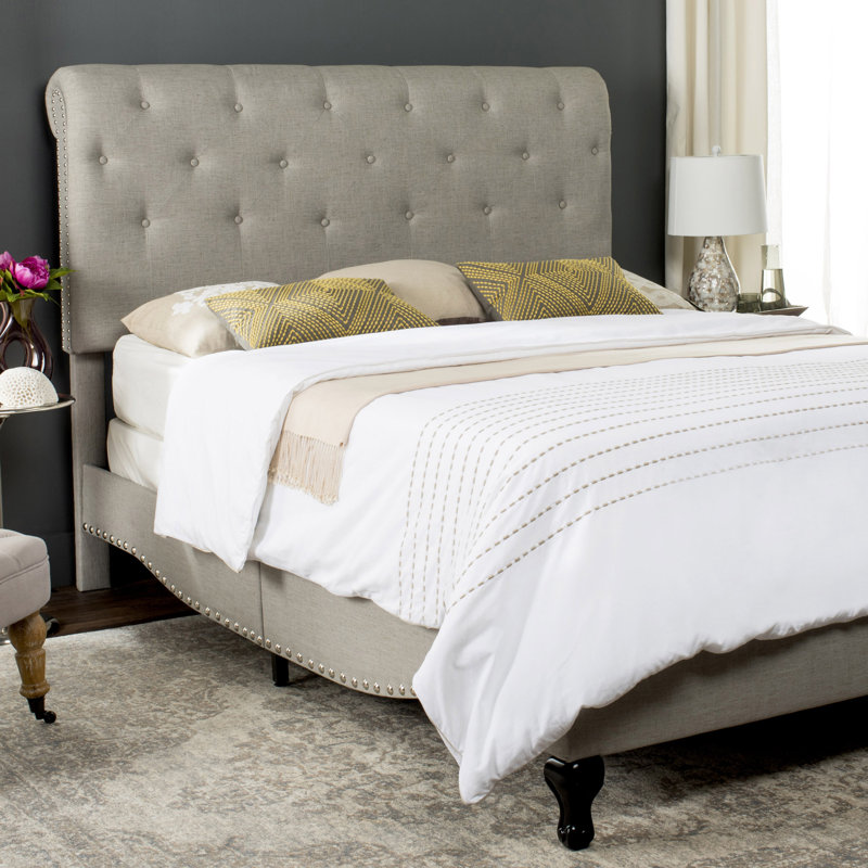 Bazeley Panel Bed by Harriet Bee, Light Gray, Queen