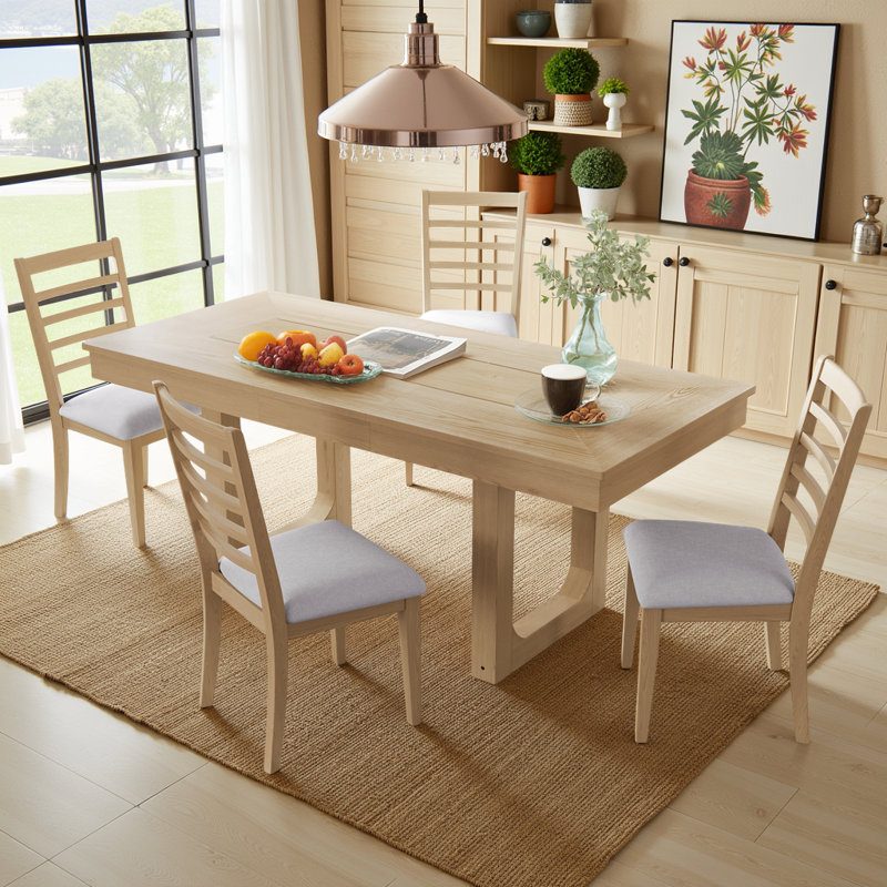 Ensemble de salle à manger extensible Farmhouse - Table en bois rustique avec chaises rembourrées de 60 à 78 po, extensible