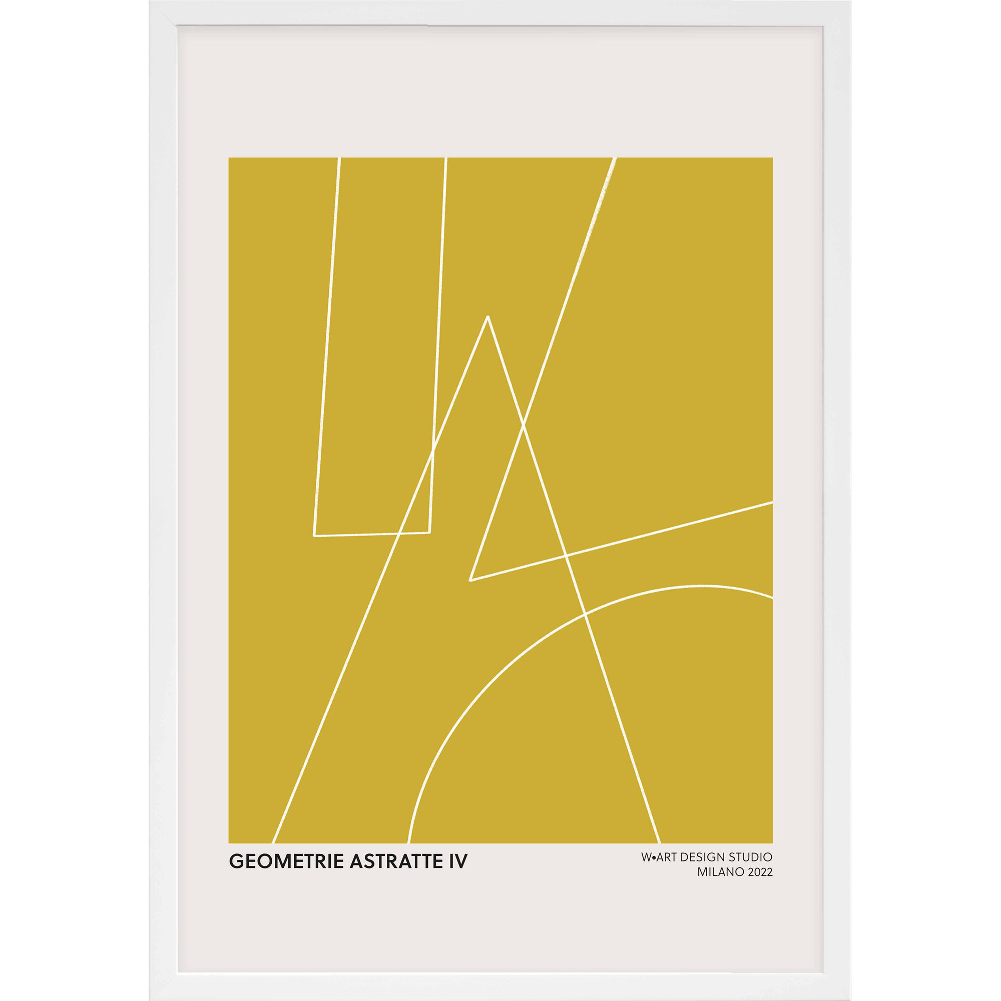 Geometric Abstraction In Yellow by Romina Gadler, 20" H x 14" W x 1.25" D, White