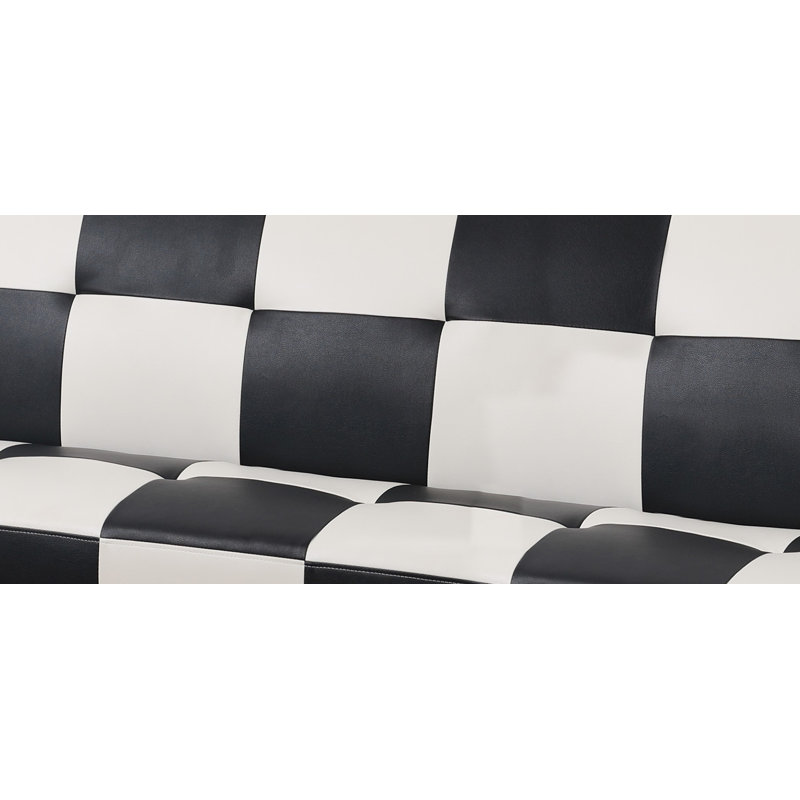 Canapé convertible en similicuir Evianna, Similicuir noir / blanc