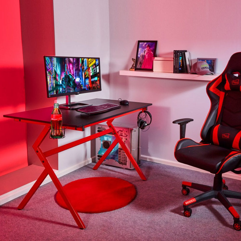 Metal Base Computer Desk, Red