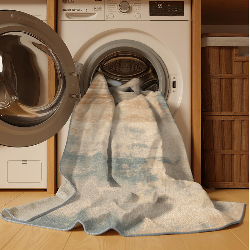 Tapis gris lavable à la machine, Rond 4 pi