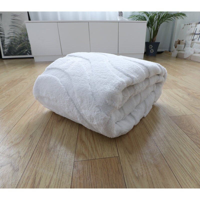 Tapis blanc à poils longs lavable Hardage, Rectangle 5 pi x 7 pi