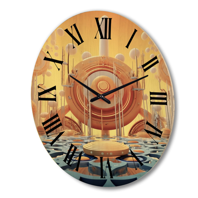 Horloge murale en bois massif Plumerville, Très grand