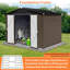 8 pi L 6 pi. D - Remise en métal avec évents en plastique et porte coulissante, remise extérieure en brun et noir (45 pieds carrés)
