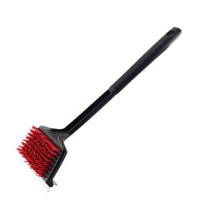 Brosse à barbecue 18 po à poils courts en nylon et grattoir en acier inoxydable