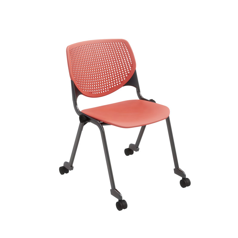Chaise empilable en poly sans accoudoirs Kool, Sans roulettes, Bourgogne/blanc