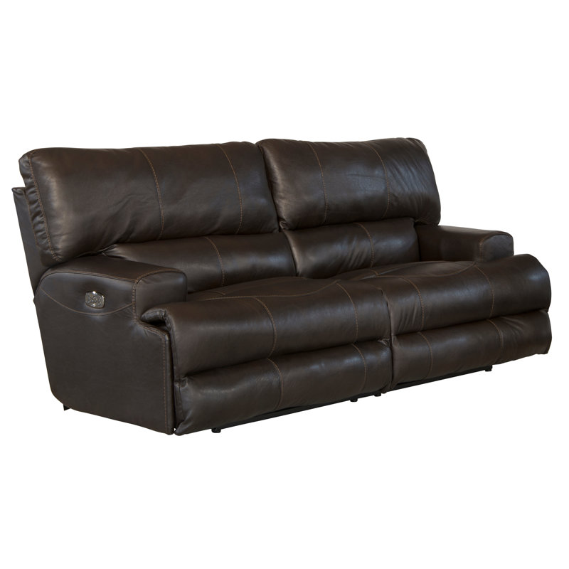 Anjuman 93" Leather Match Reclining Sofa, Chocolate Leather Match, Power, Yes