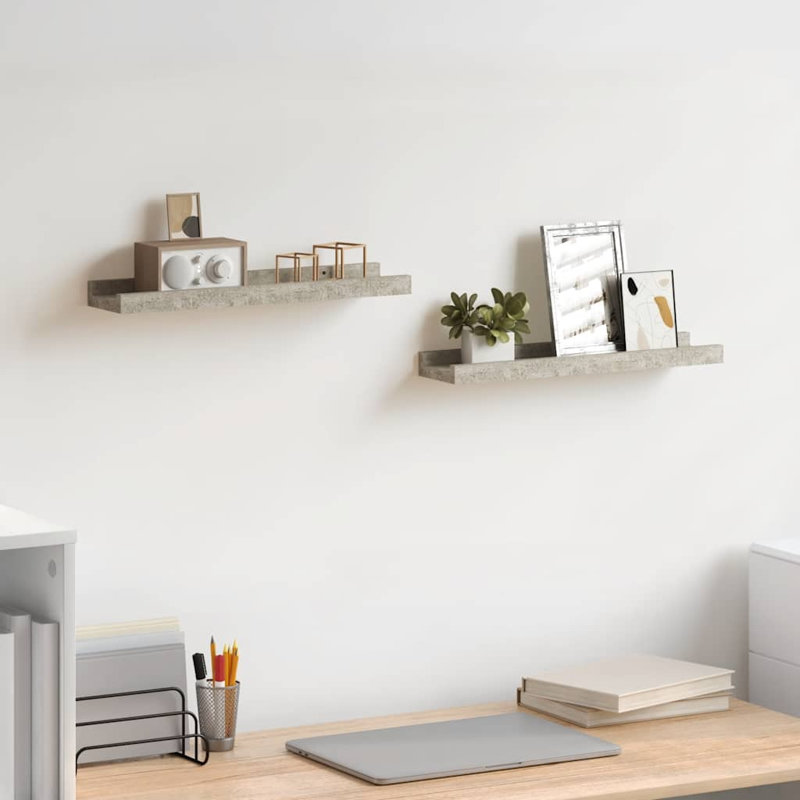 Wall Shelf Floating Shelf Wall Mounted Display Shelf for Photo Frame, Concrete Gray, 1.2" H x 15.7" W x 3.5" D