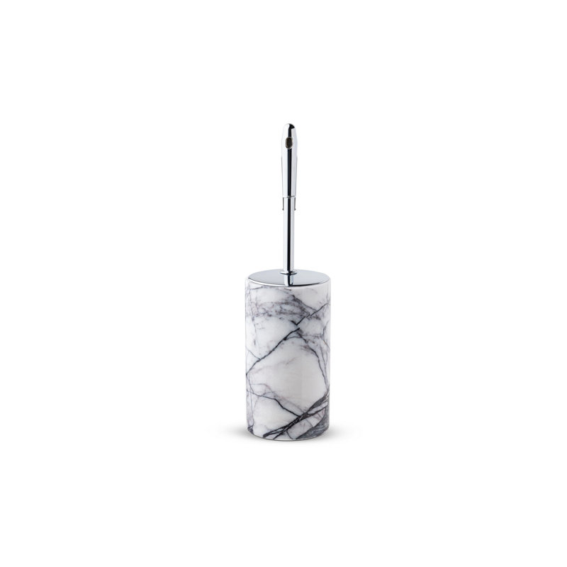 Elegant Toilet Brush with Holder, 100% Sicily Lila Marble, 3.5 x 6.7 inches | Durable & Stylish Design, Easy to Clean | Perfect for Modern Bathrooms, White Color, Adds a Touch of Luxury to Your Space
