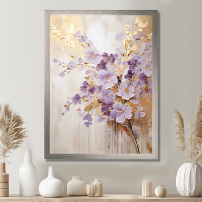 Purple And Gold Adorned Violets Meadow IV - Violets Wall Art