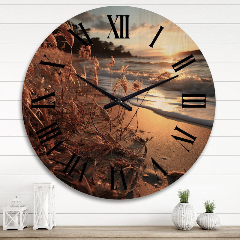 Horloge murale de plage Beach Breeze At Sunset IV, Très grand