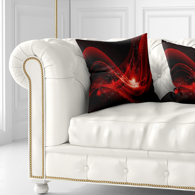 Coussin à imprimé abstrait rouge foncé, 16 po x 1 po, Coussin décoratif