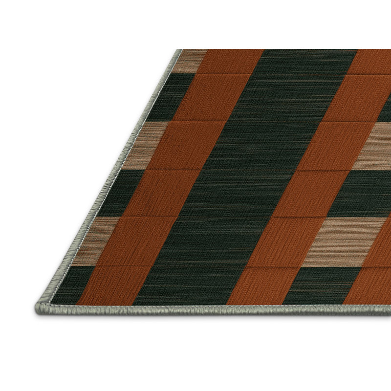 Tapis vert à carreaux lavable à la machine, Tapis de couloir 2 pi x 5 pi