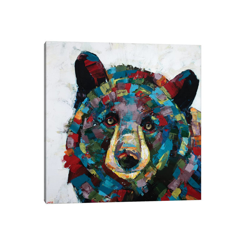 Bear- White by Jennifer Seeley - Wrapped Canvas Print