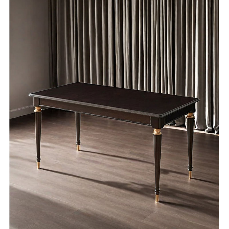 Table de salle à manger de style américain rétro, simple en bois massif noir