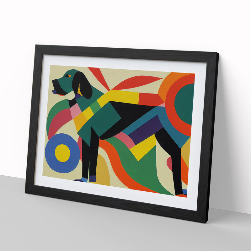 Abstract Dog - Single Picture Frame Print, Black, 25cm H x 34cm W x 2cm D