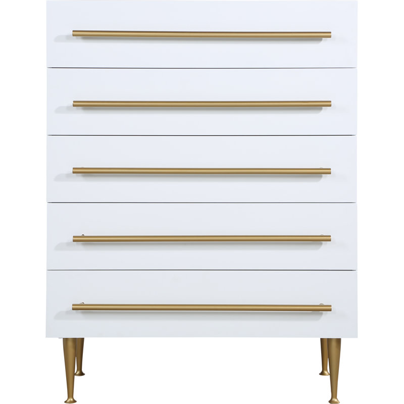 Commode 5 tiroirs Orson, Blanc