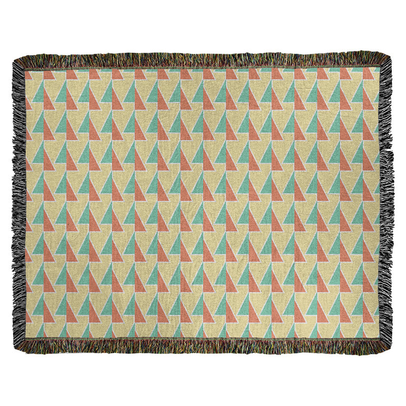 Couverture en coton tissé à flèches changeante, l 37 po x L 52 po, Vert/orange