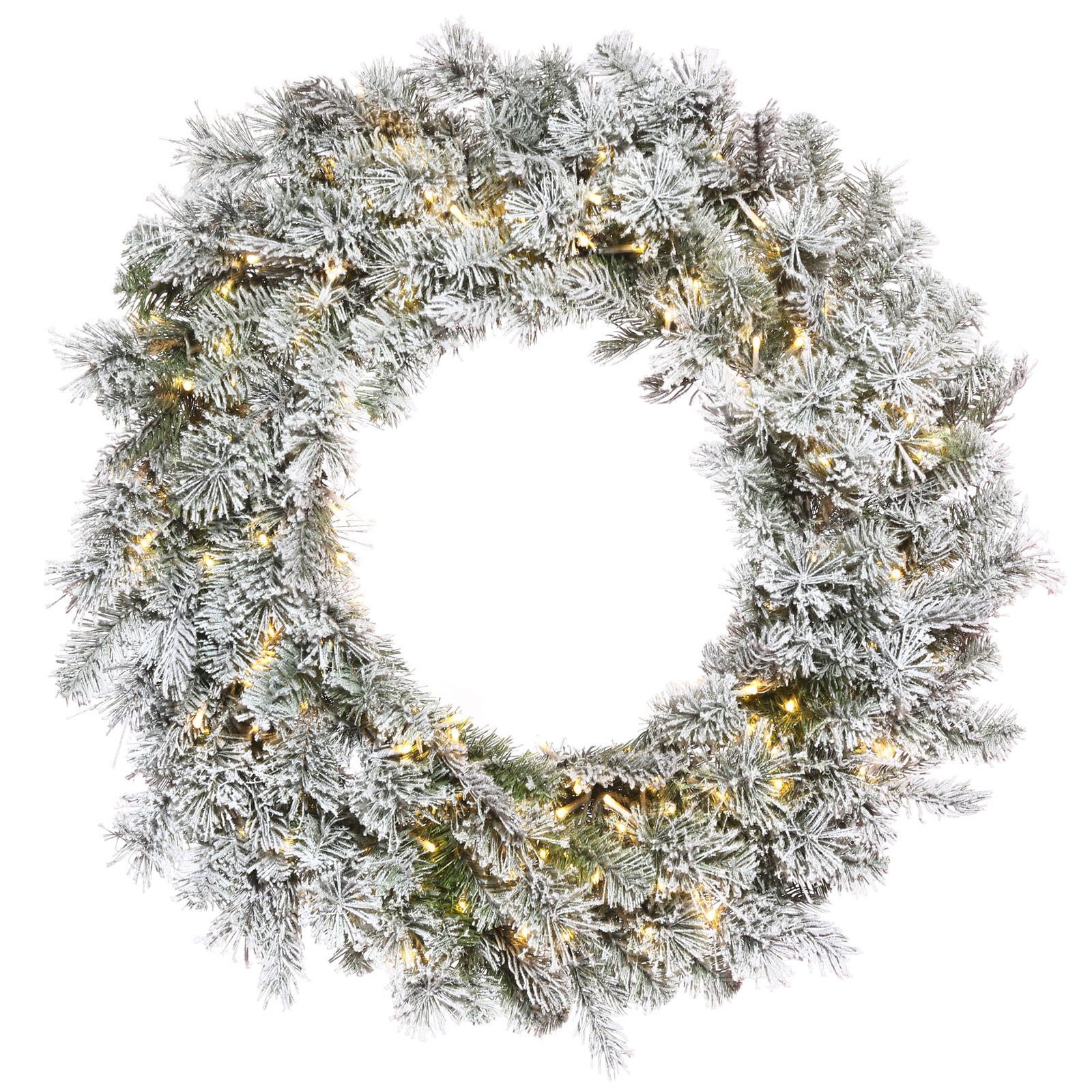 Winfield Frosted Pre-Lit Pine Christmas Wreath, 36" H x 36" W x 3" D