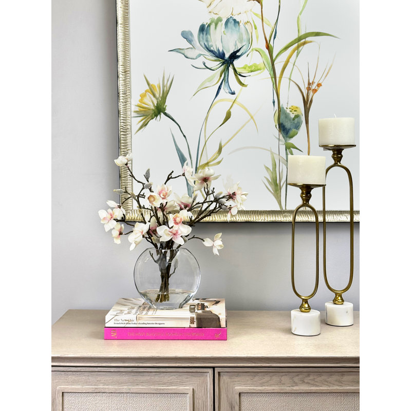 Organic Modern Butterfly Magnolia Arrangement