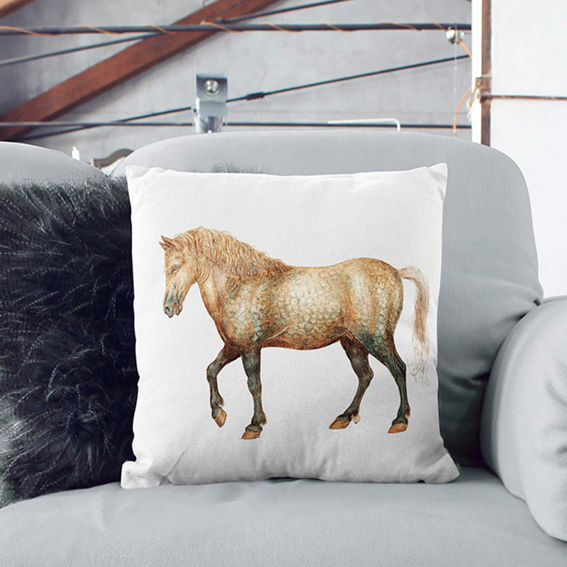 A Horse Square Throw Cushion, White, 55 x 55 cm